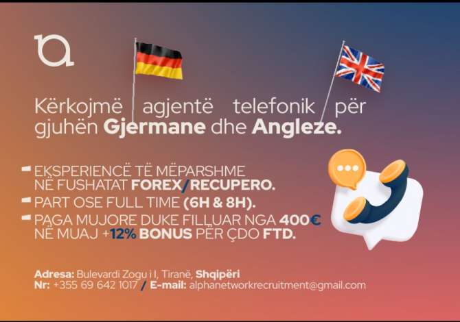 Offerte di lavoro per Agente Call Center a Tirana
