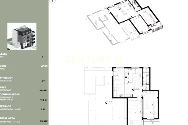 Apartament 2+1 Për Shitje në Çollak, Liqeni i Farkës, Tiranë - 210.000€