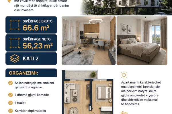 Shtepi ne shitje 1+1 ne Tirane - 73,260 Euro