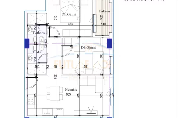 Shtepi ne shitje Apartament ne Tirane, 2+1, Mobilimi Bosh, pa mobiluar, Pagesa 115,560  Euro.