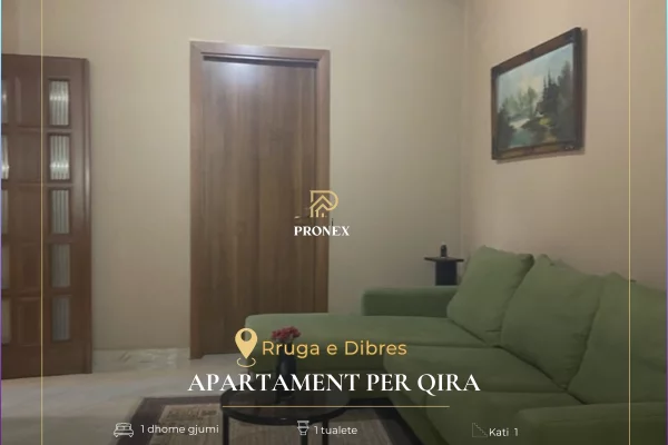 Apartament 1+1 me qira tek rruga e Dibres