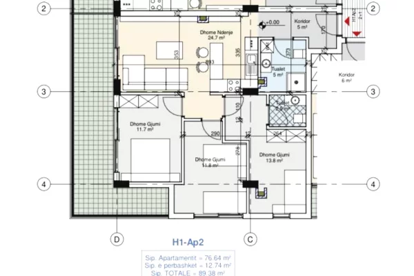Shtepi ne shitje Apartament ne Durres, 3+1, Mobilimi Bosh, pa mobiluar, Pagesa 330,000  Euro.