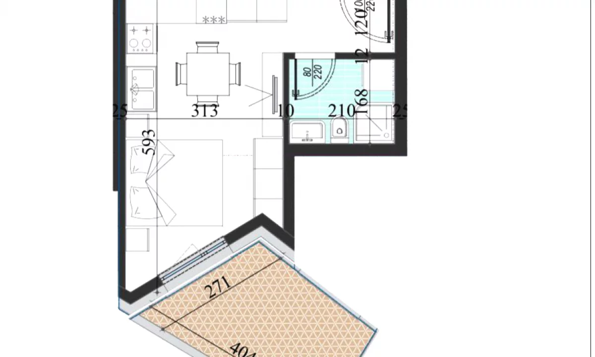 Shtepi ne shitje Apartament ne Tirane, Garsoniere, Mobilimi Bosh, pa mobiluar, Pagesa 72,697  Euro.