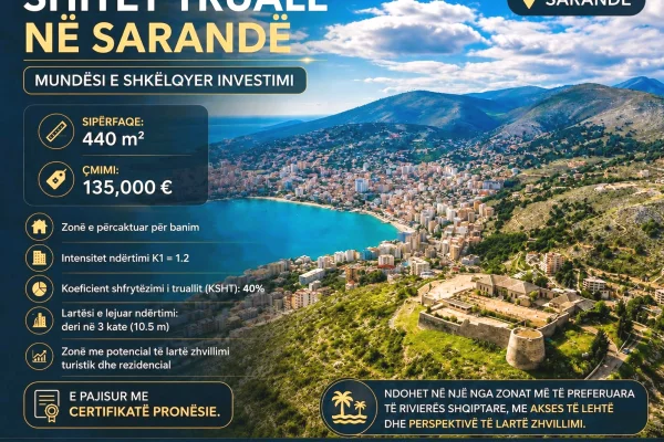 Land for Sale in Saranda - 130,000 Euro