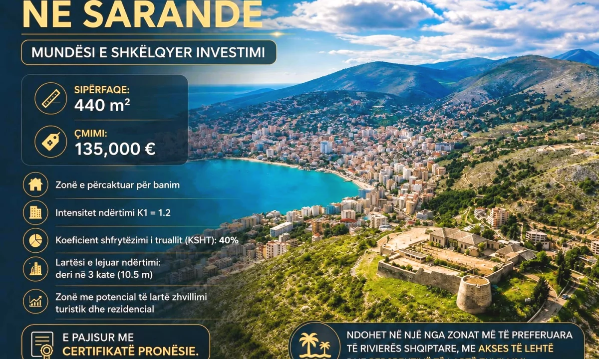 🔥SHITET TRUALL NE SARANDE – MUNDESI IDEALE INVESTIMI🌊