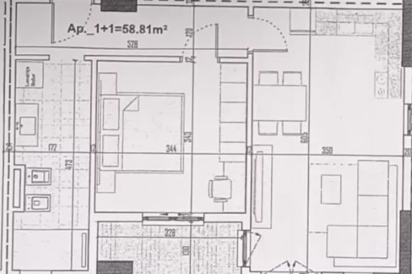 Shtepi ne shitje Apartament ne Tirane, 1+1, Mobilimi Bosh, pa mobiluar, Pagesa 78,100  Euro.