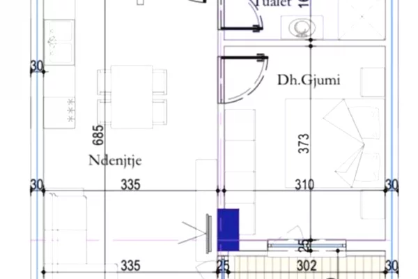 Shtepi ne shitje Apartament ne Tirane, 1+1, Mobilimi Bosh, pa mobiluar, Pagesa 97,000  Euro.