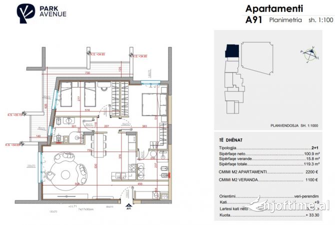 Shtepi ne shitje Apartament ne Tirane, 2+1, Mobilimi Bosh, pa mobiluar, Pagesa 279,000  Euro.