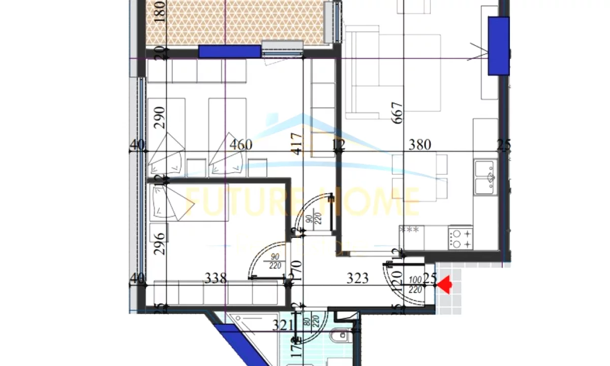 Shtepi ne shitje Apartament ne Tirane, 2+1, Mobilimi Bosh, pa mobiluar, Pagesa 174,700  Euro.