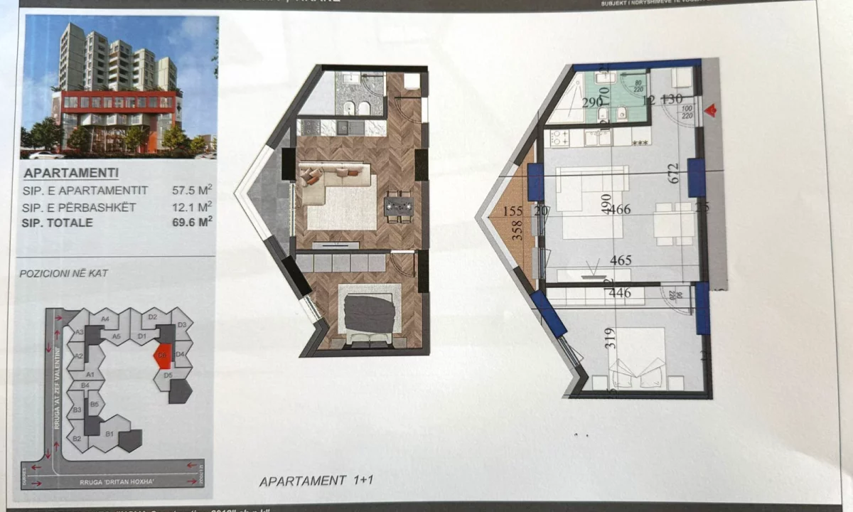 Shtepi ne shitje Apartament ne Tirane, 1+1, Mobilimi Bosh, pa mobiluar, Pagesa 122,000  Euro.