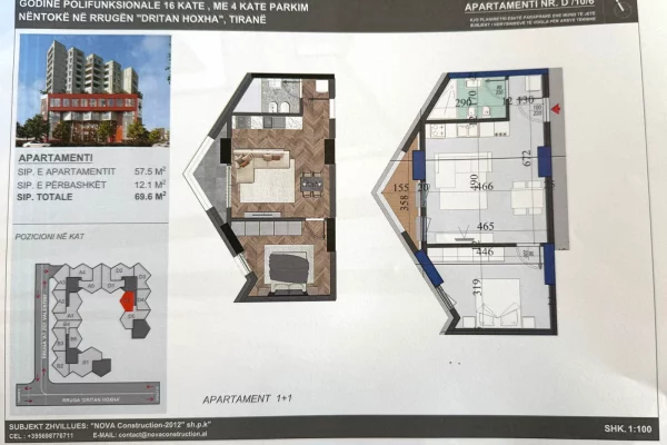 SHITET APARTAMENT 1+1 DRITAN HOXHA COLONADE BUILDING 