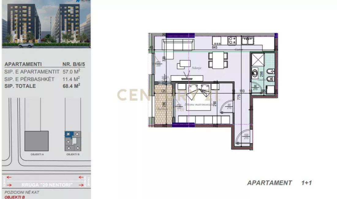 Appartamento in vendita a Tirana 1+1, Vuoto