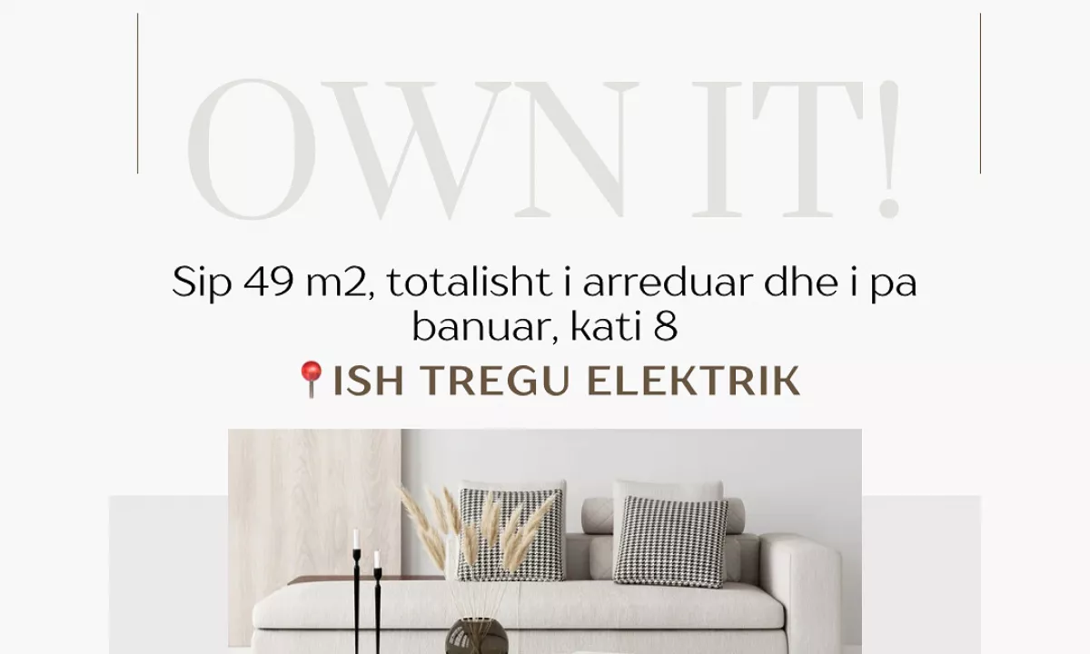 Apartment for sale in Tirana 1+1, Furnished