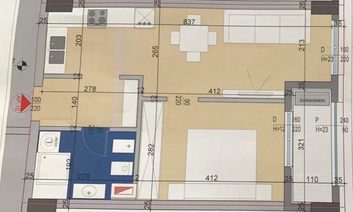 Shtepi ne shitje Apartament ne Tirane, 1+1, Mobilimi Bosh, pa mobiluar, Pagesa 115,000  Euro.