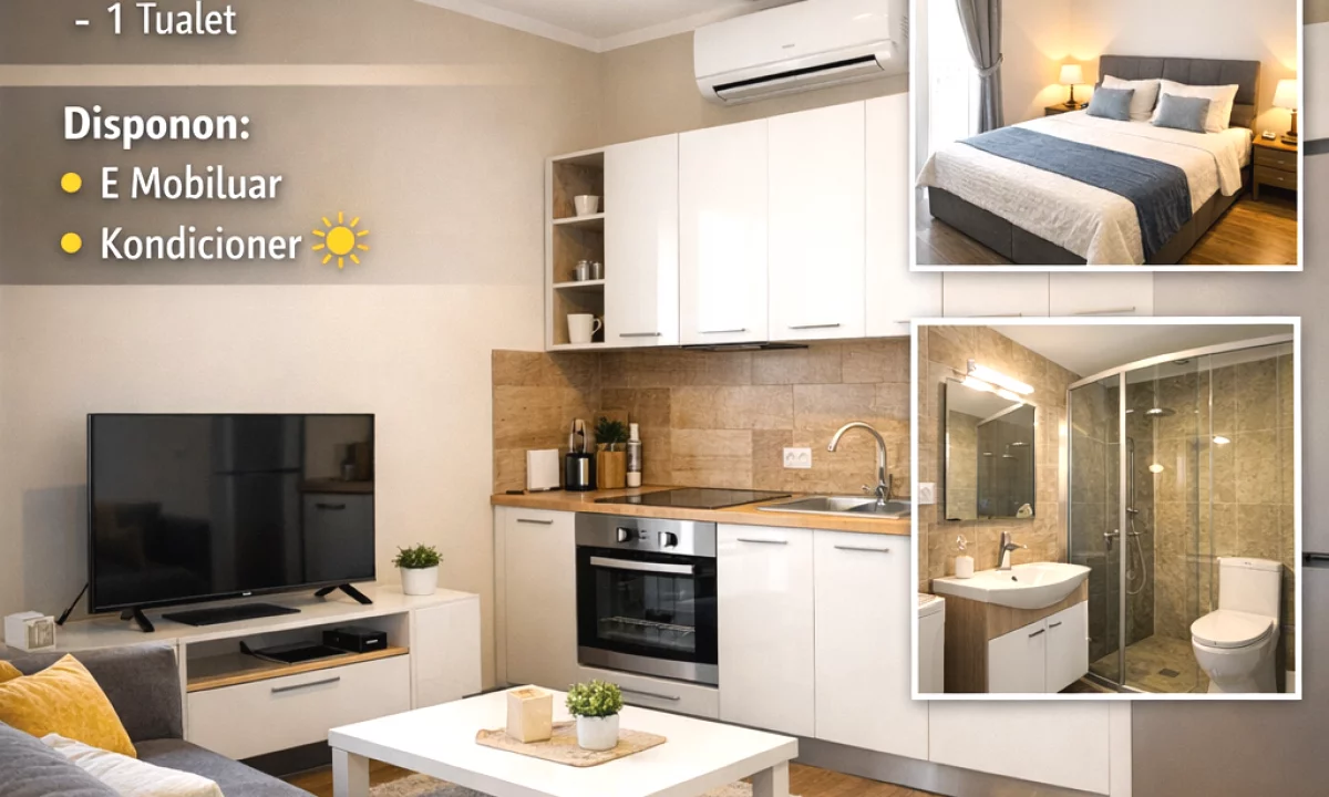 Shtepi me qera Apartament ne Tirane, 1+1, Mobilimi E mobiluar, Pagesa 50,000  Leke.