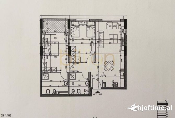 Shtepi ne shitje Apartament ne Tirane, 2+1, Mobilimi Bosh, pa mobiluar, Pagesa 154,000  Euro.