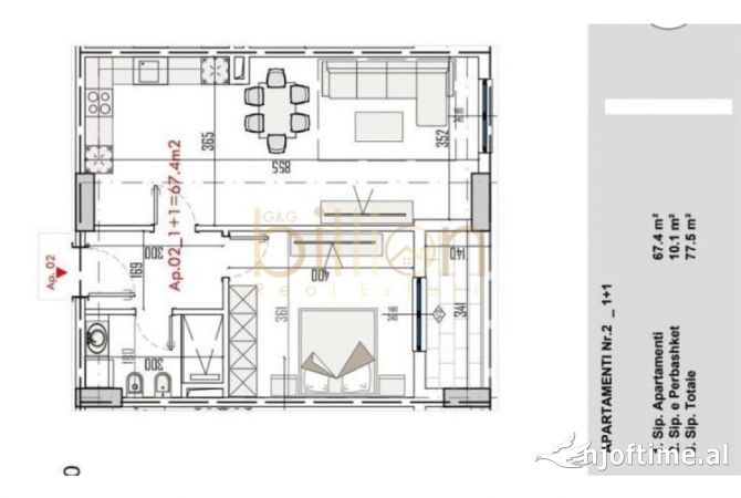 Shtepi ne shitje Apartament ne Tirane, 1+1, Mobilimi Bosh, pa mobiluar, Pagesa 93,000  Euro.