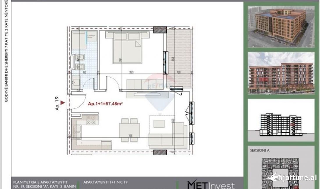 Shtepi ne shitje Apartament ne Tirane, 1+1, Mobilimi Bosh, pa mobiluar, Pagesa 59,700  Euro.