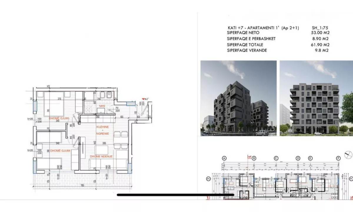 Shtepi ne shitje Apartament ne Tirane, 2+1, Mobilimi Bosh, pa mobiluar, Pagesa 136,230  Euro.