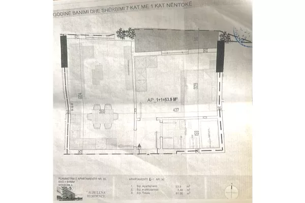 Shtepi ne shitje Apartament ne Tirane, 1+1, Mobilimi Bosh, pa mobiluar, Pagesa 72,000  Euro.