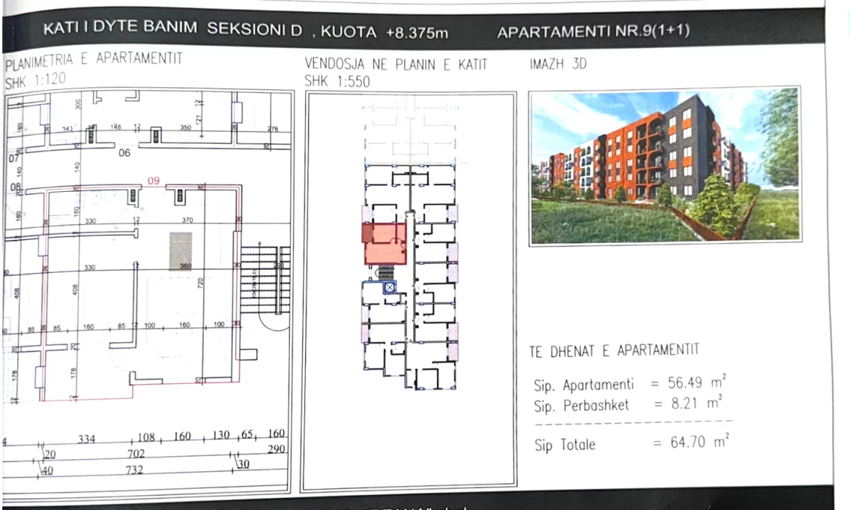 Appartamento in vendita a Tirana 1+1, Vuoto