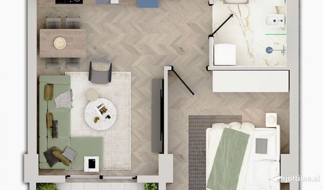 Shtepi ne shitje Apartament ne Tirane, 1+1, Mobilimi Bosh, pa mobiluar, Pagesa 62,900  Euro.