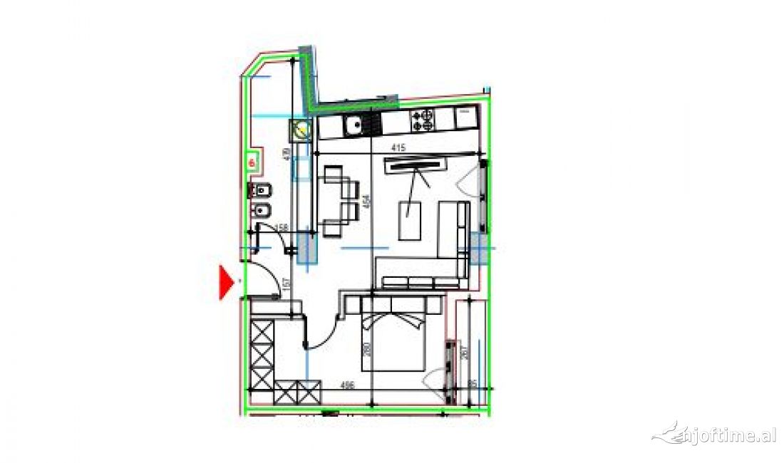 Shtepi ne shitje Apartament ne Tirane, 1+1, Mobilimi Bosh, pa mobiluar, Pagesa 170,800  Euro.