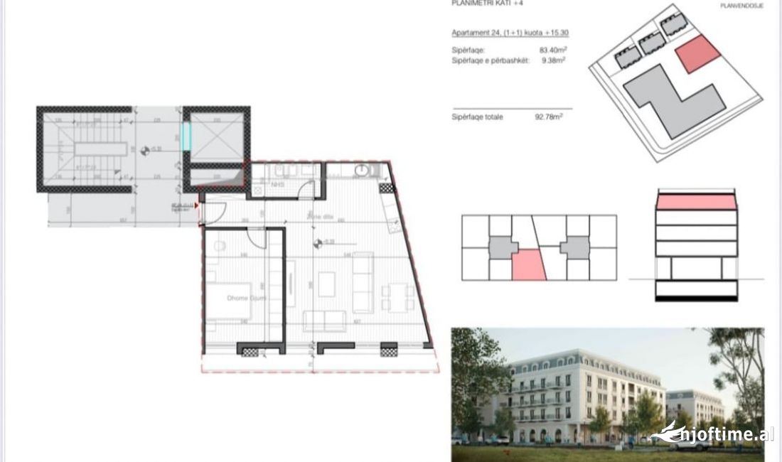 Shtepi ne shitje Apartament ne Tirane, 1+1, Mobilimi Bosh, pa mobiluar, Pagesa 148,448  Euro.