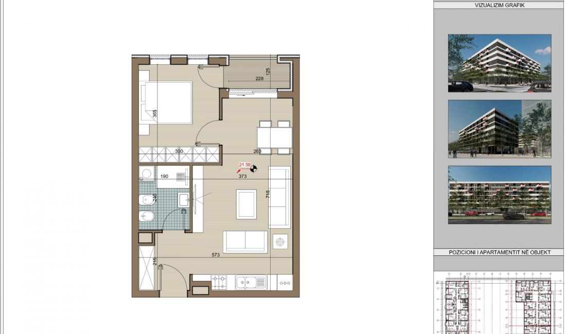 Shtepi ne shitje Apartament ne Tirane, 1+1, Mobilimi Bosh, pa mobiluar, Pagesa 44,394  Euro.