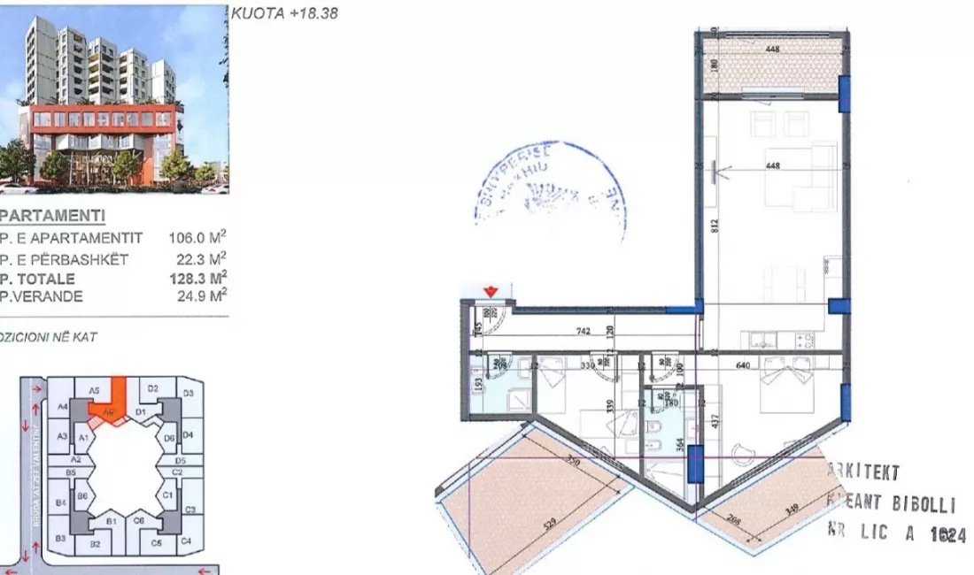Shtepi ne shitje Apartament ne Tirane, 2+1, Mobilimi Bosh, pa mobiluar, Pagesa 239,257  Euro.