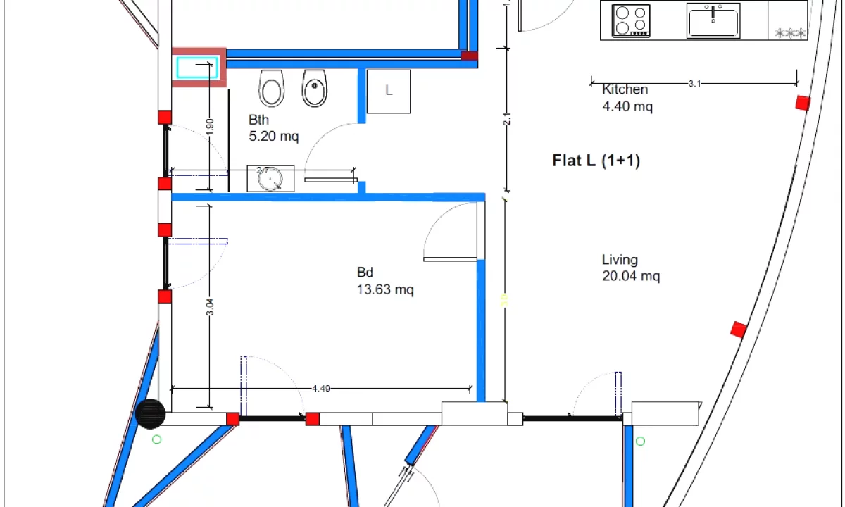 Appartamento in affitto a Tirana 1+1, Vuoto