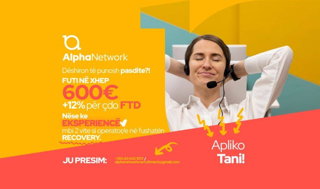 Job Offers in Tirana, Profession operatore telefonike , With experience, Payment 600  Euro.