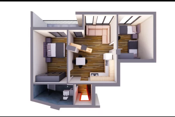 Shtepi ne shitje Apartament ne Tirane, 2+1, Mobilimi Bosh, pa mobiluar, Pagesa 195,500  Euro.