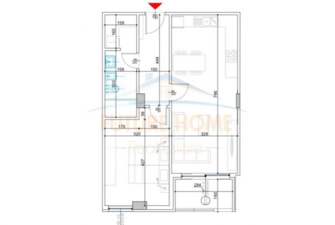 Shtepi ne shitje Apartament ne Tirane, 1+1, Mobilimi Bosh, pa mobiluar, Pagesa 147,000  Euro.