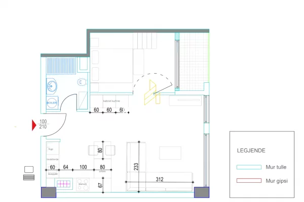 Appartamento in vendita a Tirana 1+1, Vuoto