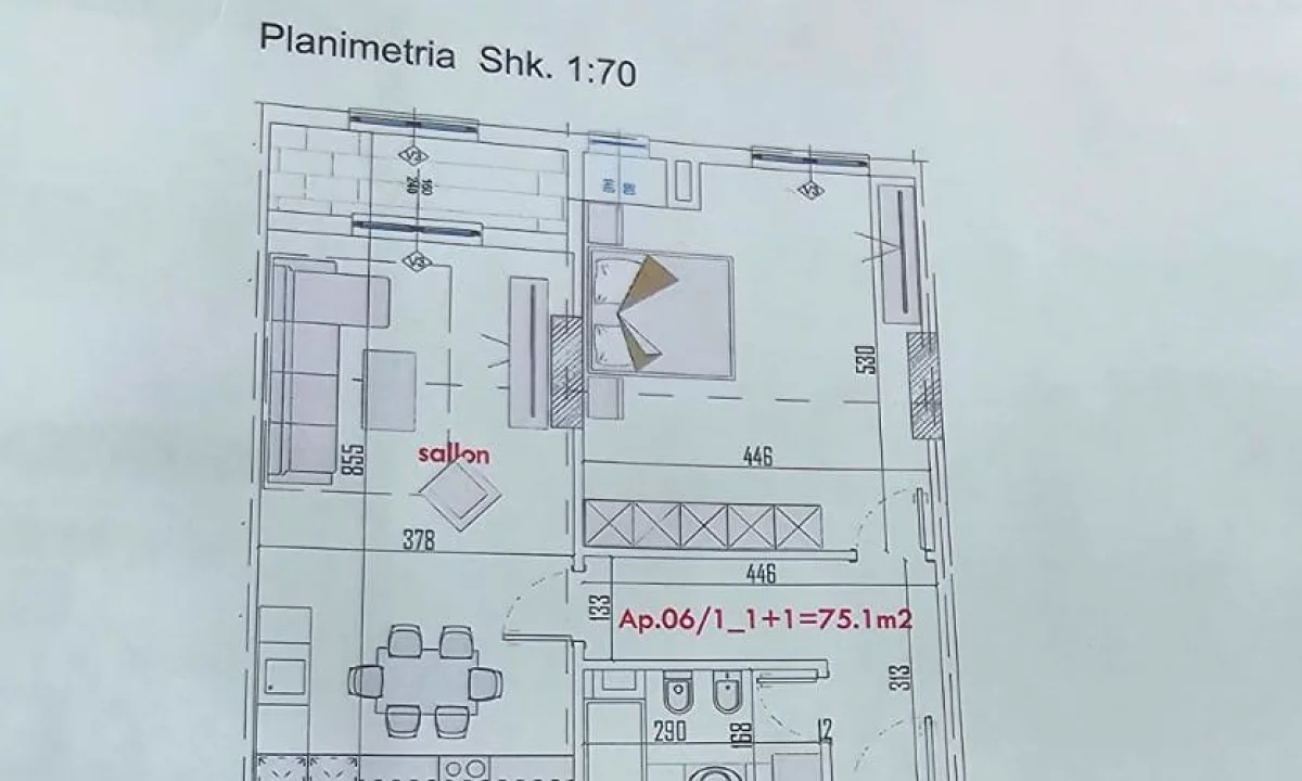 Shtepi ne shitje Apartament ne Tirane, 1+1, Mobilimi Bosh, pa mobiluar, Pagesa 95,625  Euro.