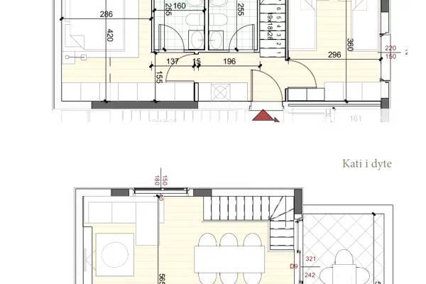 Shtepi ne shitje Duplex(shtepi me 2 kate) ne Himare, 2+1, Mobilimi Bosh, pa mobiluar, Pagesa 306,234  Euro.