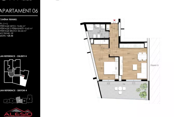 Shtepi ne shitje Apartament ne Tirane, 1+1, Mobilimi E mobiluar, Pagesa 122,500  Euro.