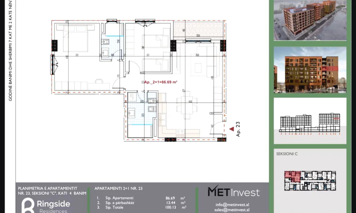 Shtepi ne shitje Apartament ne Tirane, 2+1, Mobilimi Bosh, pa mobiluar, Pagesa 100,000  Euro.