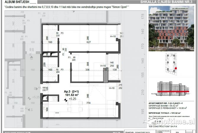Shtepi ne shitje Apartament ne Tirane, 2+1, Mobilimi Bosh, pa mobiluar, Pagesa 137,000  Euro.