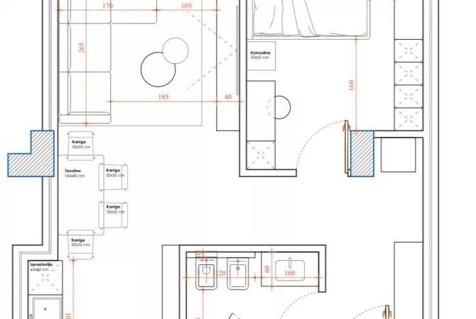 Shtepi ne shitje Apartament ne Tirane, 1+1, Mobilimi Bosh, pa mobiluar, Pagesa 133,000  Euro.