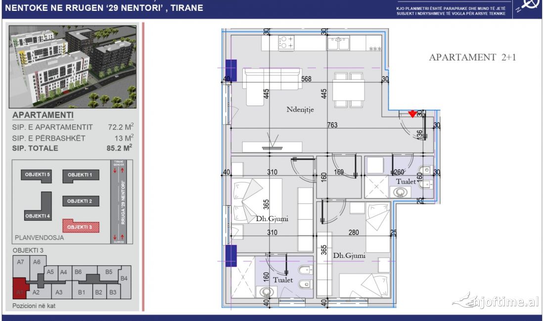 Appartamento in vendita a Tirana 2+1, Vuoto