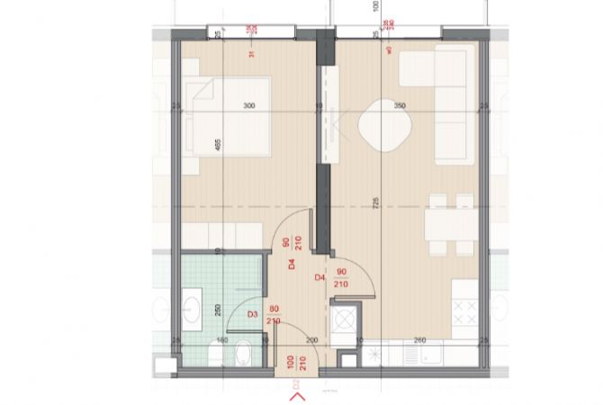 Shitet apartament 1+1 tek ish fusha e avaicionit cmimi 85,000 euro