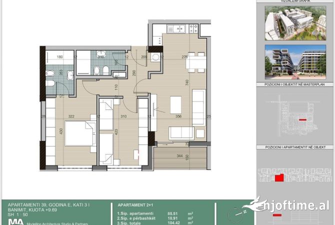 Shitet apartament 2+1+2 tek Univers City , behet i banueshem ne qershor 