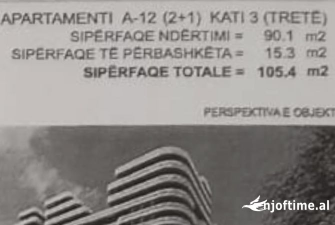 Shtepi ne shitje Apartament ne Tirane, 2+1, Mobilimi Bosh, pa mobiluar, Pagesa 240,000  Euro.