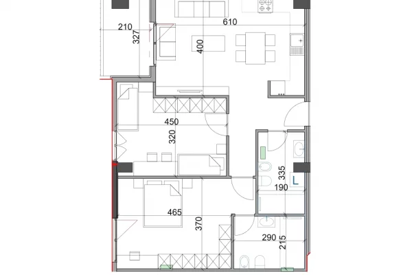 Shtepi ne shitje Apartament ne Tirane, 2+1, Mobilimi Bosh, pa mobiluar, Pagesa 190,400  Euro.