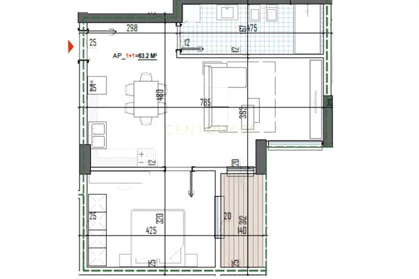 Shtepi ne shitje Apartament ne Tirane, 1+1, Mobilimi Bosh, pa mobiluar, Pagesa 92,500  Euro.