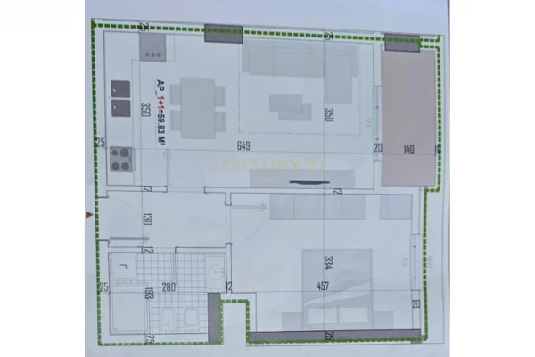 Shtepi ne shitje Apartament ne Tirane, 1+1, Mobilimi Bosh, pa mobiluar, Pagesa 91,000  Euro.