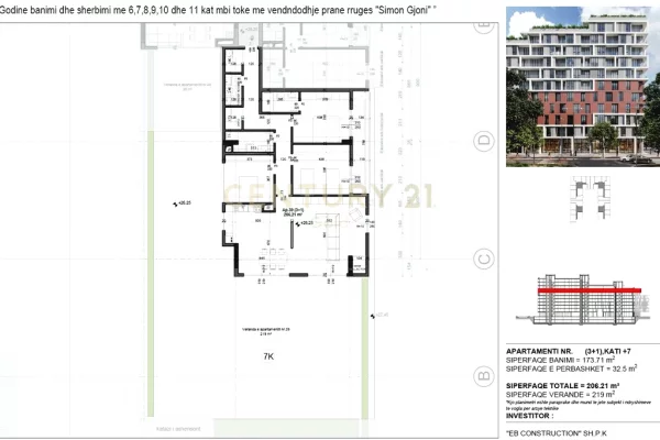 Shtepi ne shitje Penthose(kati i fundit panoramik) ne Tirane, 3+1, Mobilimi Bosh, pa mobiluar, Pagesa 470,000  Euro.