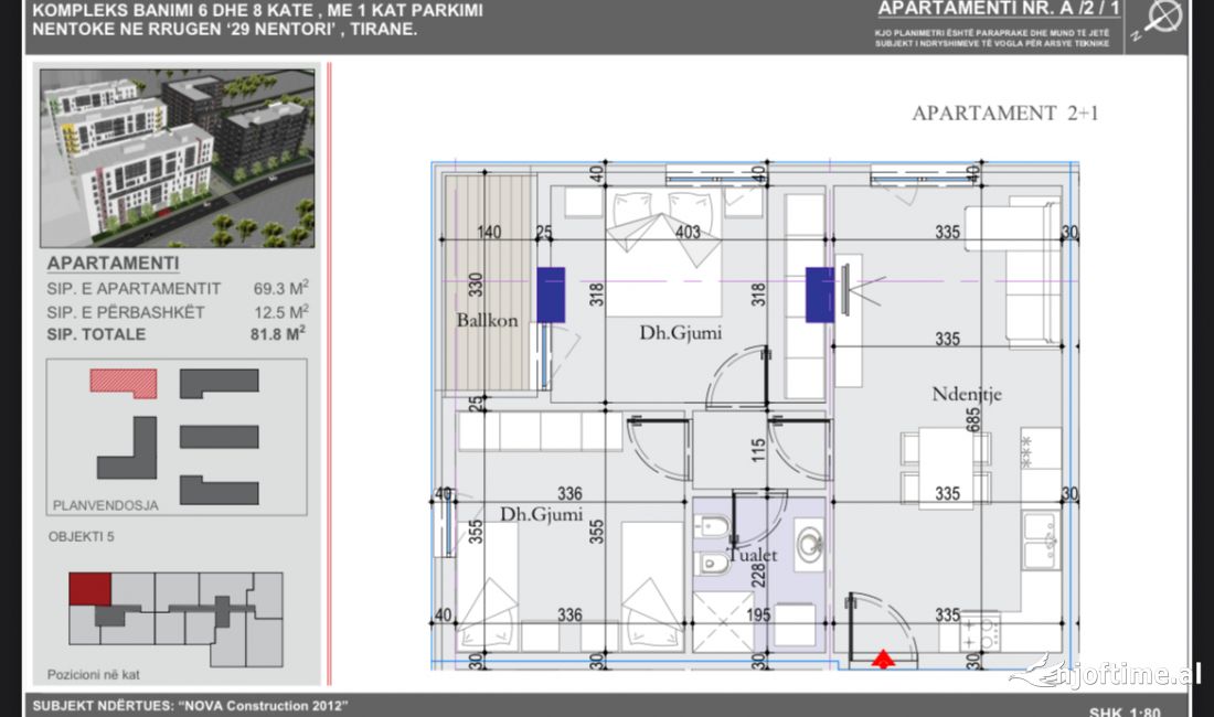 Appartamento in vendita a Tirana 2+1, Vuoto